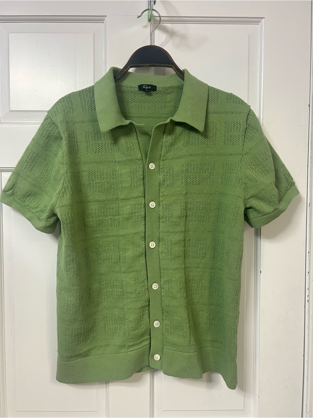 Rails Light Green Short-Sleeve Button-Front Knit Shirt